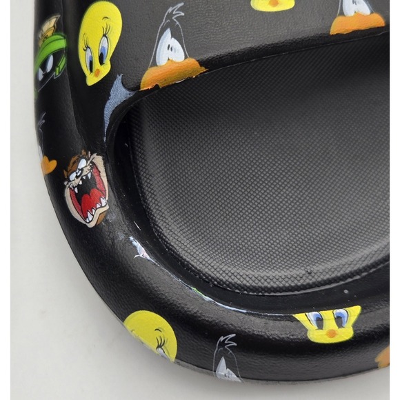 Ground Up Looney Tunes Flip Flops Mens 13 Black Cartoon Character Slide Sandals - Picture 9 of 10